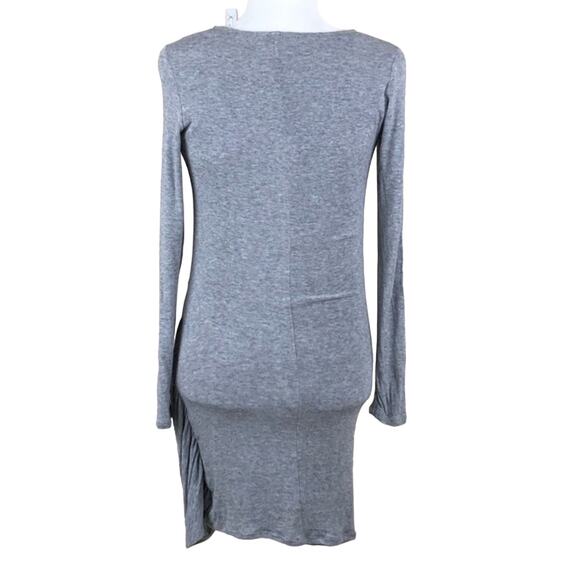 OLIVACEOUS Front Tie Long Sleeve Gray Dress Medium Stretch Modern Minimalist M - Picture 3 of 6
